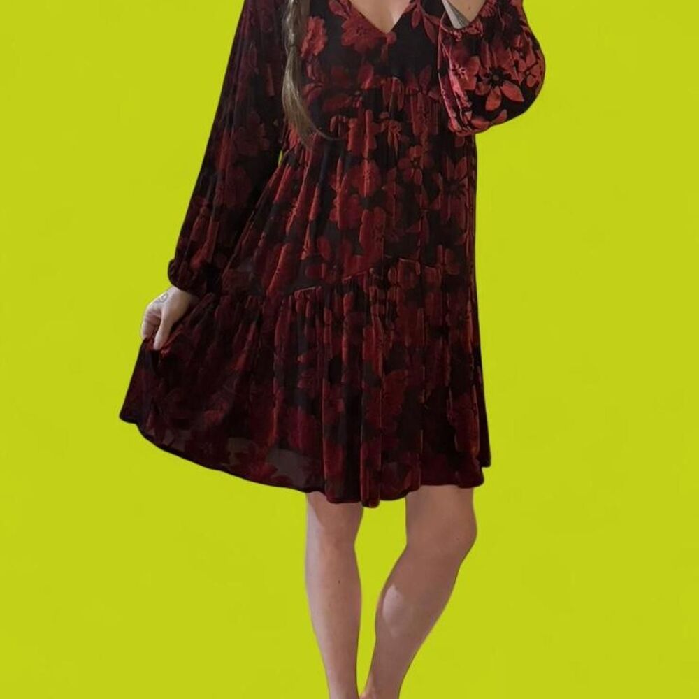 Taylor Floral Velvet Burnout Mini Dress sz 10 (medium)